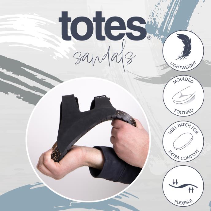 totes® Mens PU Double Buckle Slider Black Extra Image 6